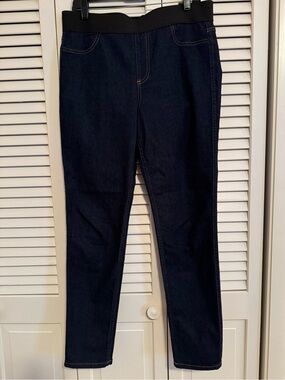 Karen Kane Navy Stretch Denim Jeggings with Black Waistband
